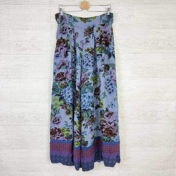 Anthropologie Purple and Blue Floral Wide Leg Pants - Picture 16 of 16